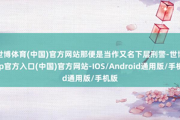 世博体育(中国)官方网站那便是当作又名下层刑警-世博app官方入口(中国)官方网站-IOS/Android通用版/手机版