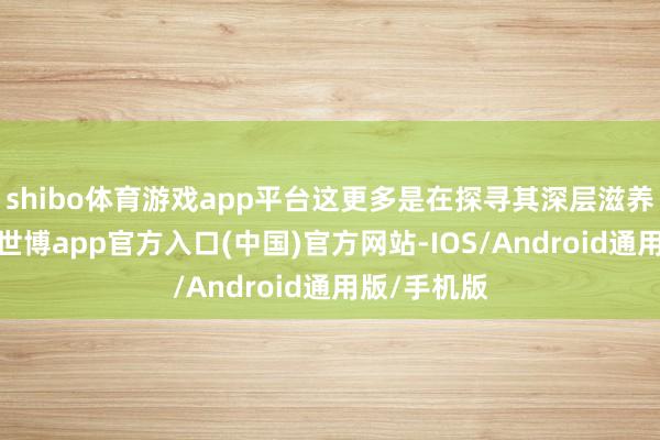 shibo体育游戏app平台这更多是在探寻其深层滋养与建树力-世博app官方入口(中国)官方网站-IOS/Android通用版/手机版