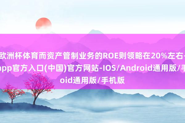 欧洲杯体育而资产管制业务的ROE则领略在20%左右-世博app官方入口(中国)官方网站-IOS/Android通用版/手机版