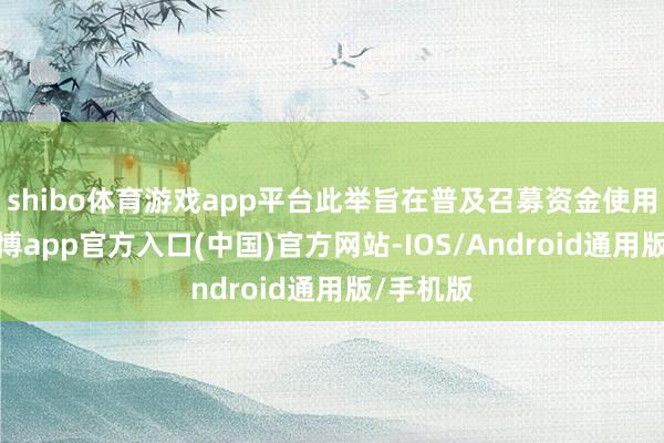 shibo体育游戏app平台此举旨在普及召募资金使用效果-世博app官方入口(中国)官方网站-IOS/Android通用版/手机版