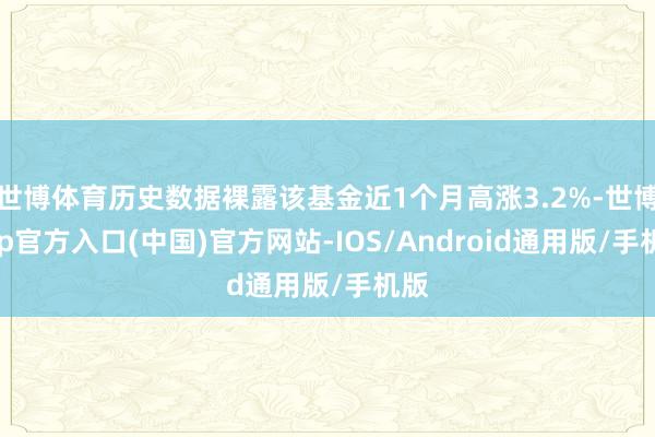 世博体育历史数据裸露该基金近1个月高涨3.2%-世博app官方入口(中国)官方网站-IOS/Android通用版/手机版