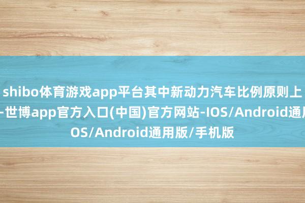 shibo体育游戏app平台其中新动力汽车比例原则上不低于30%-世博app官方入口(中国)官方网站-IOS/Android通用版/手机版