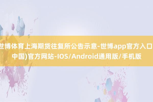 世博体育上海期货往复所公告示意-世博app官方入口(中国)官方网站-IOS/Android通用版/手机版