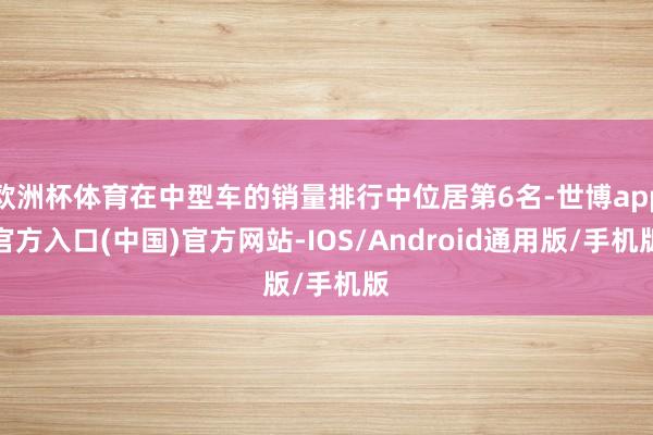 欧洲杯体育在中型车的销量排行中位居第6名-世博app官方入口(中国)官方网站-IOS/Android通用版/手机版