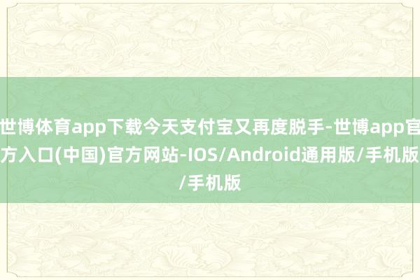 世博体育app下载今天支付宝又再度脱手-世博app官方入口(中国)官方网站-IOS/Android通用版/手机版